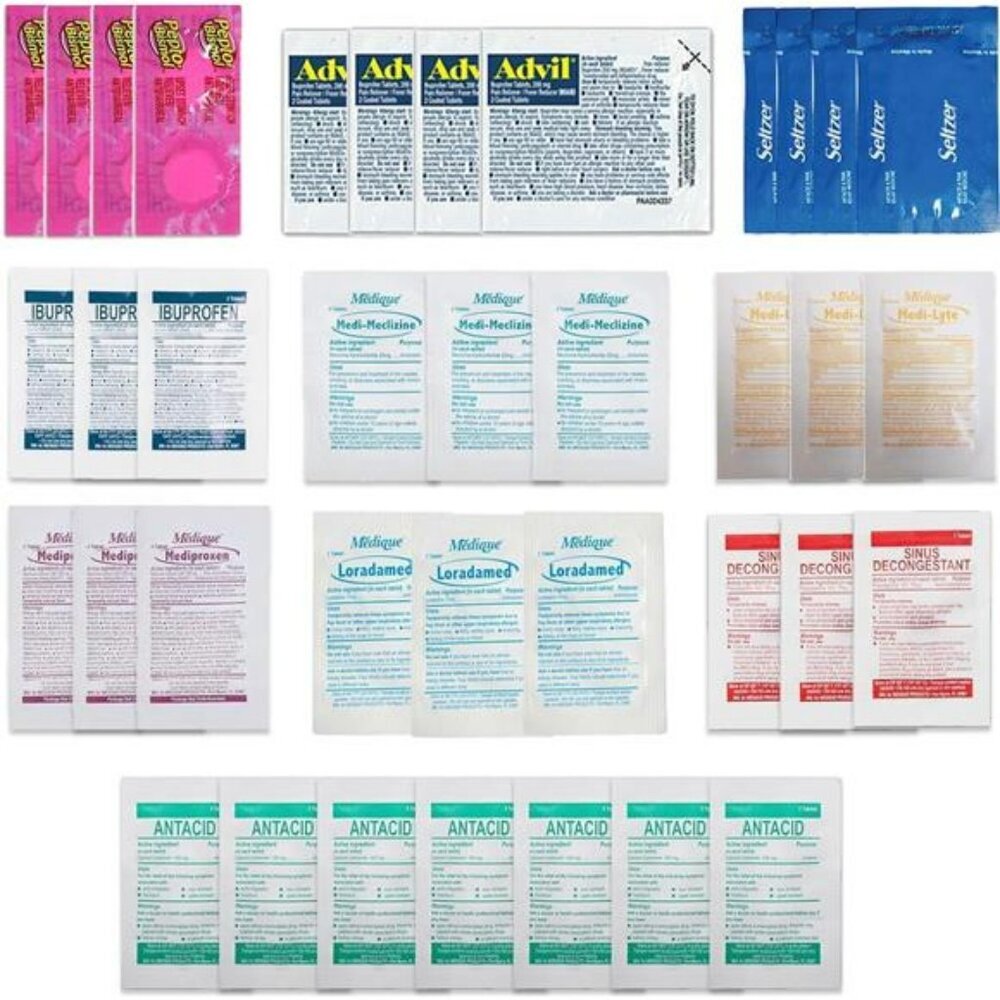 Travel Medicine Kit TSA Approved First Aid Essentials Packets for Travel Work